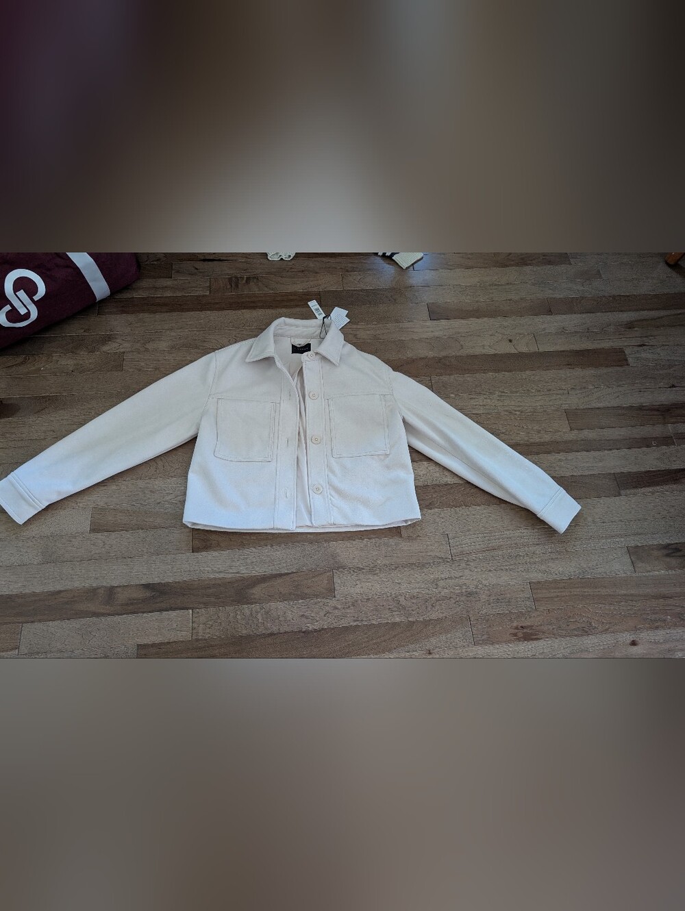 T Tahari Crop Faux Suede Jacket